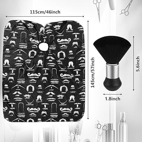 Professional Hair Cutting Barber Cape with Neck Duster Brush