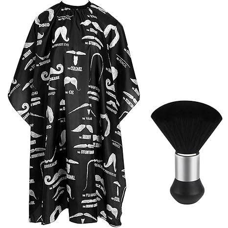 Professional Hair Cutting Barber Cape with Neck Duster Brush
