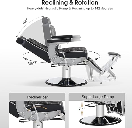 Classic Barber Chair, Professional 660lbs
